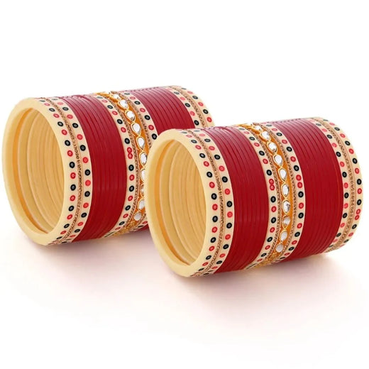 Semi Pearl Maroon Designer Chuda | Chura | Chooda
