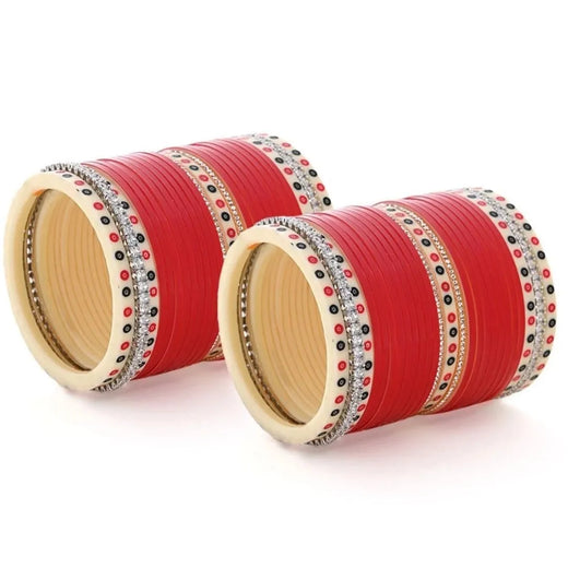 Semi Pearl Red Designer Chuda | Chura | Chooda