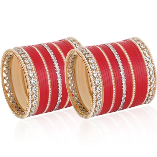 Red Maroon Hand Finish Designer Wedding Chooda for Bride