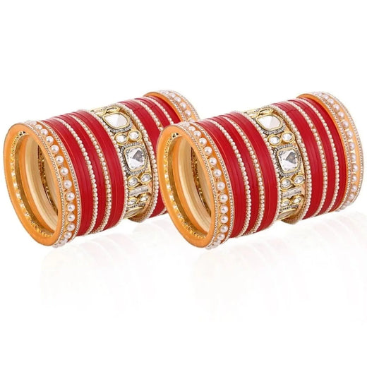 Semi Pearl Red Maroon Designer Chuda | Chura | Chooda