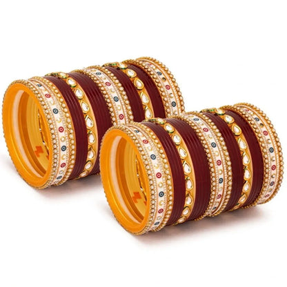 Semi Pearl Designer Dark Maroon Chuda | Chura | Chooda