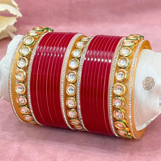 Semi Pearl Dark Red Designer Chuda | Chura | Chooda