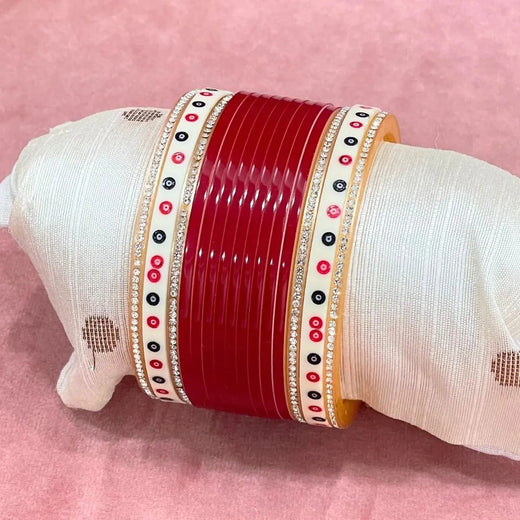 Semi Pearl Dark Red Designer Chuda | Chura | Chooda