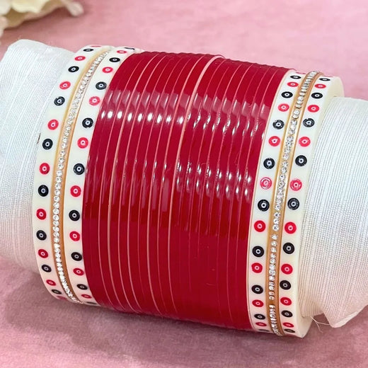 Semi Pearl Dark Red Designer Chuda | Chura | Chooda