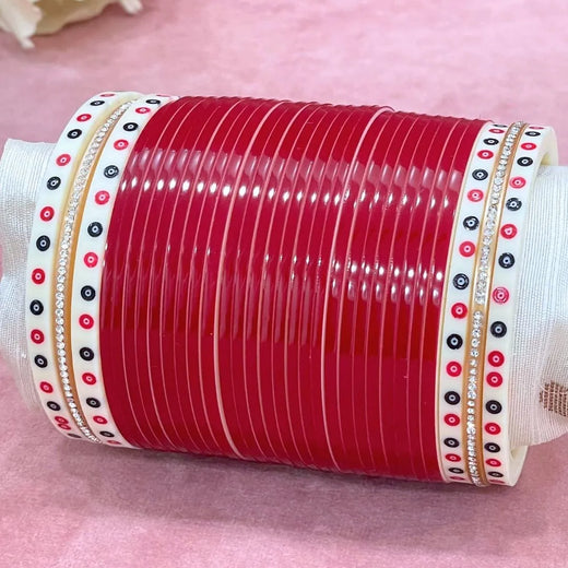 Semi Pearl Dark Red Designer Chuda | Chura | Chooda