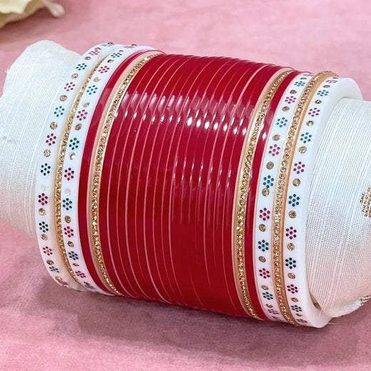 Semi Pearl Dark Red Designer Chuda | Chura | Chooda