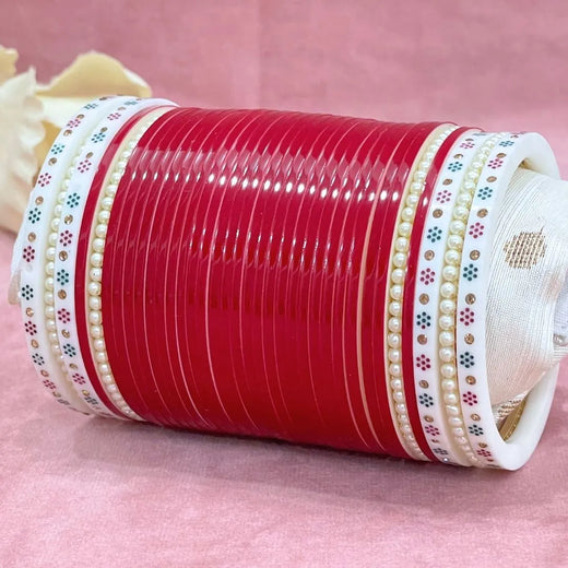 Semi Pearl Dark Red Designer Chuda | Chura | Chooda