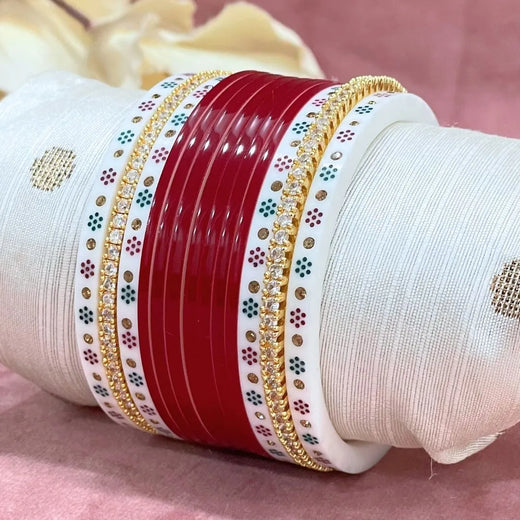 Semi Pearl Dark Red Designer Chooda - Ships Immediately