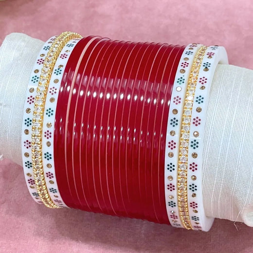 Semi Pearl Dark Red Designer Chooda - Ships Immediately