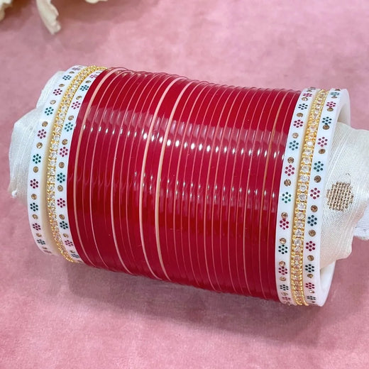 Semi Pearl Dark Red Designer Chuda | Chura | Chooda - Ships Immediately