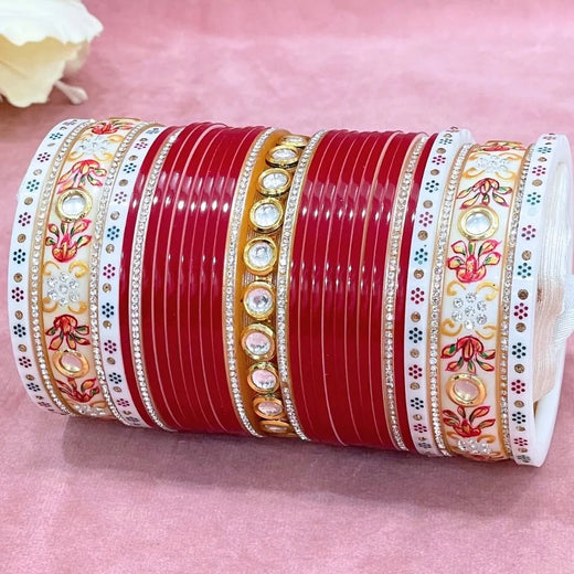 Semi Pearl Dark Red Designer Chuda | Chura | Chooda