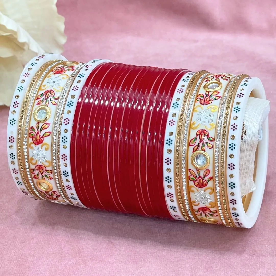 Semi Pearl Dark Red Designer Chuda | Chura | Chooda