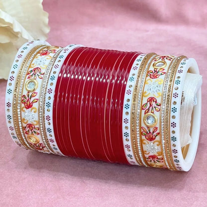 Semi Pearl Dark Red Designer Chuda | Chura | Chooda