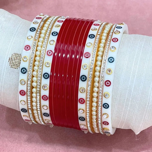 Semi Pearl Dark Red Designer Chuda | Chura | Chooda