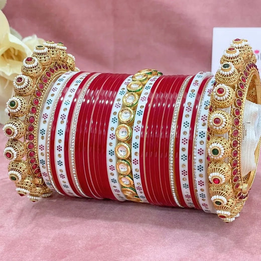 Semi Pearl Dark Red Designer Chuda | Chura | Chooda