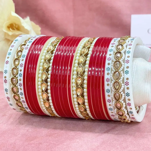 Semi Pearl Dark Red Designer Chuda | Chura | Chooda
