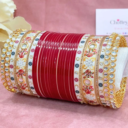 Semi Pearl Dark Red Designer Chuda | Chura | Chooda