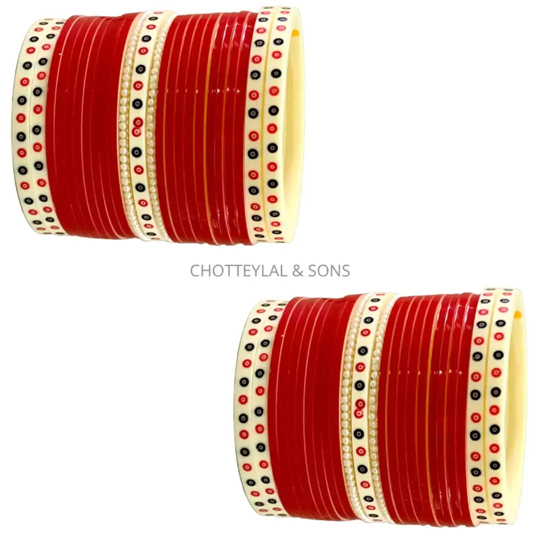 Scarlet Style - Scarlet Red Chooda, Chooda Cover and Golden Traditional Heavy Ceremonial Kaleera