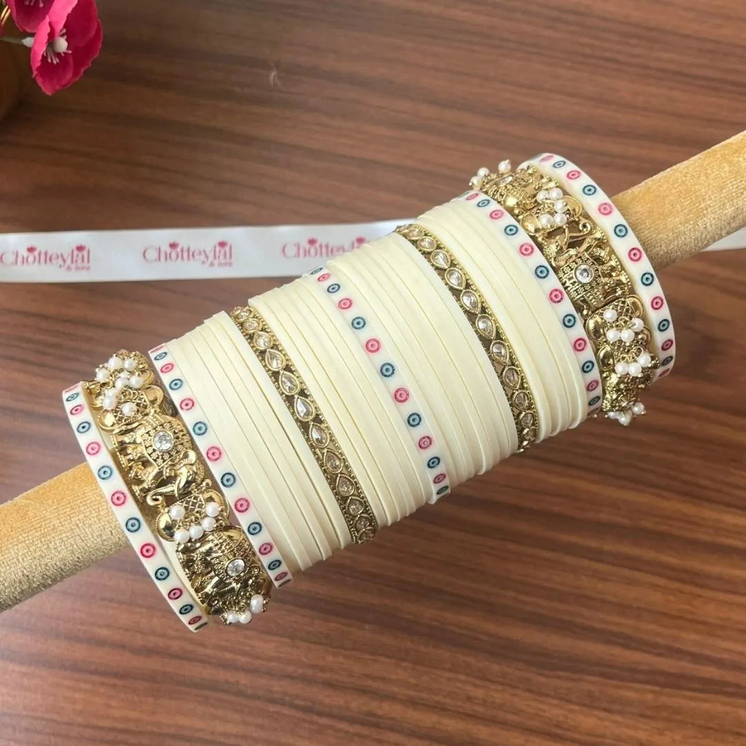 Ivory Bridal Chooda with Timeless Heritage Design