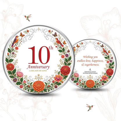 Chotteylal & Sons Customised 10th Anniversary Silver Coin