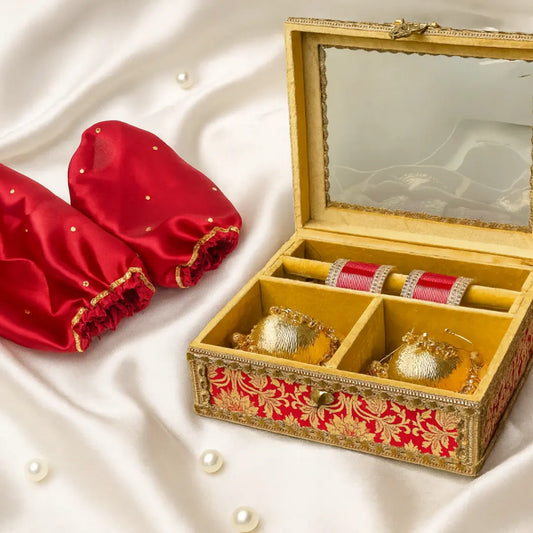 Multipurpose Chooda & Kaleera Box with Elegant Red Chooda Cover – Bridal Combo