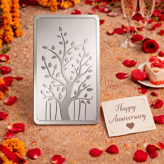 MMTC Banyan Tree, Silver, Bar Shape, Single (10 g), 999 Purity Silver Coin - Anniversary Gifts