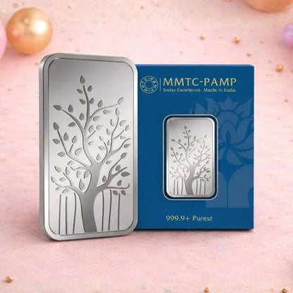 MMTC Banyan Tree, Silver, Bar Shape, Single (10 g), 999 Purity Silver Coin - Birthday Gifts