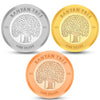 Banyan Tree Design, Tri-Color Finish, Round Shape, Set of 3 Coins (3 Gram Each), 999 Purity Silver Coin - Ready To Ship