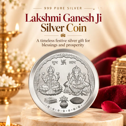 Lakshmi Ganesh Ji, Silver, Round Shape, Single (Multiple Weights)