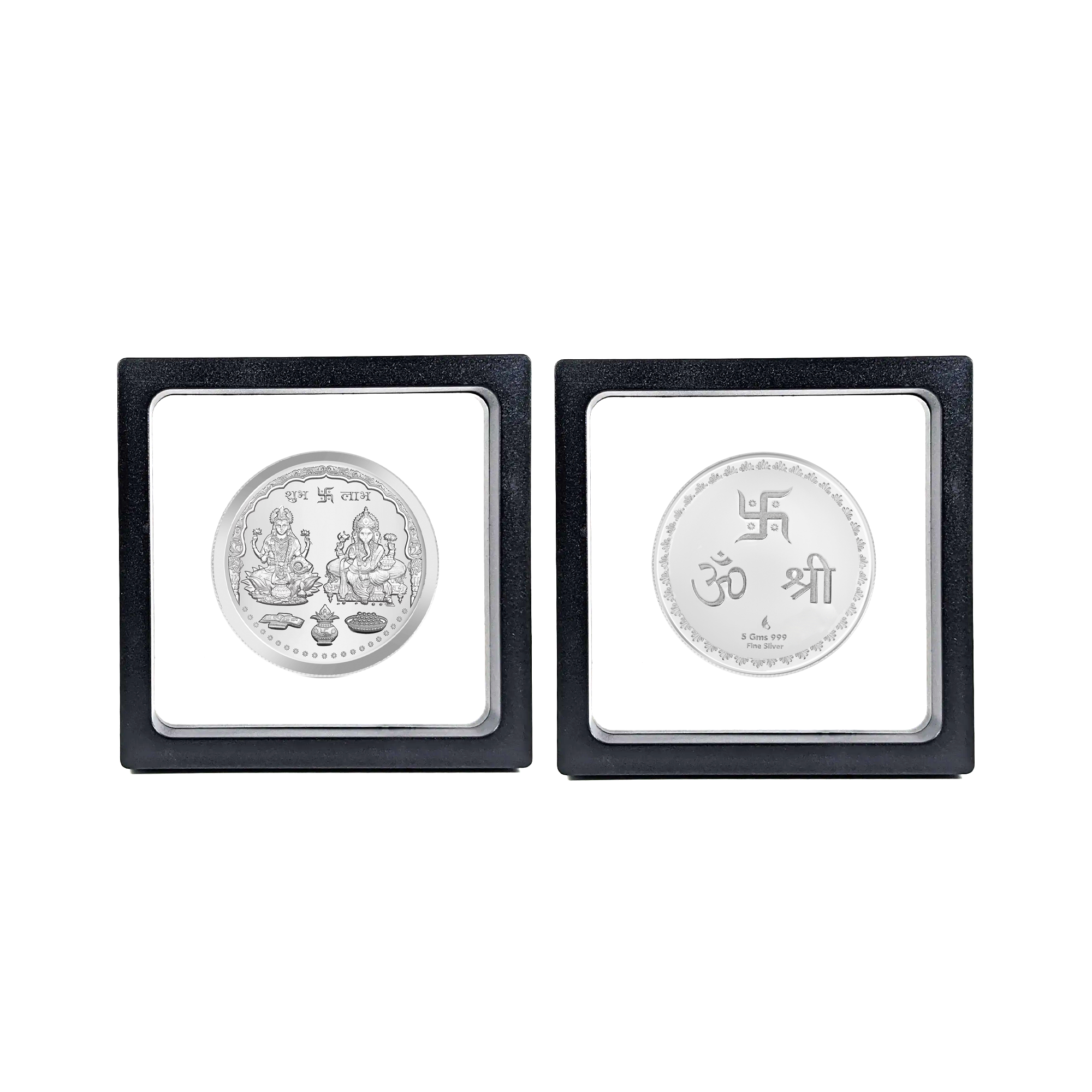 999 Laxmi Ganesh Coin with Box and Card In 5grams