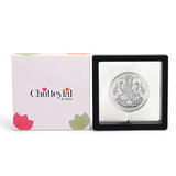 Chotteylal and Sons Lakshmi Ji 999 Purity Round Silver Coin with Unique Design & Elegant Packaging