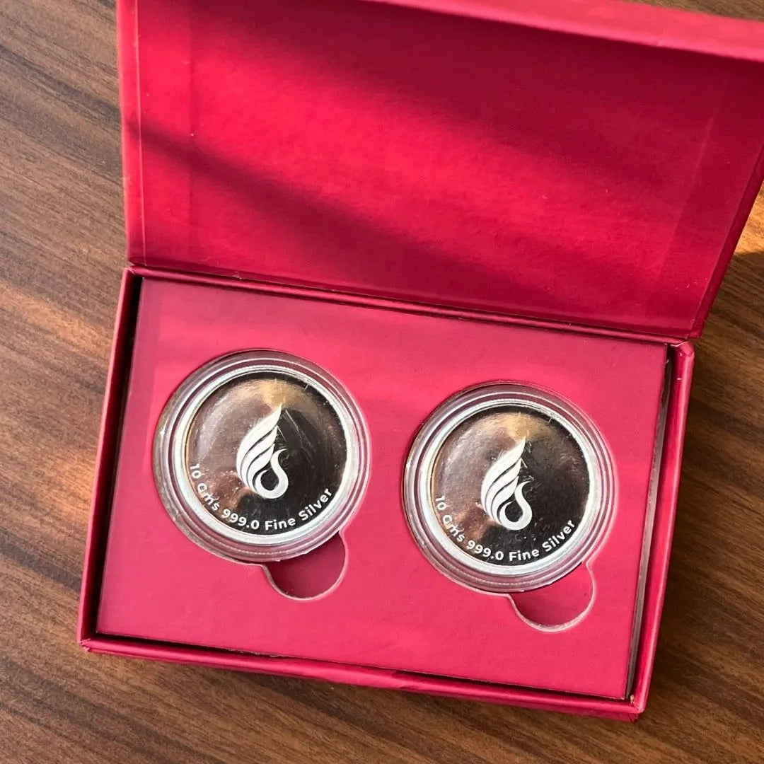 Banyan Tree, Silver, Round Shape, Set of 2 (10 Gram Each), Best Wishes Cover, 999 Purity Silver Coin - Ready To Ship