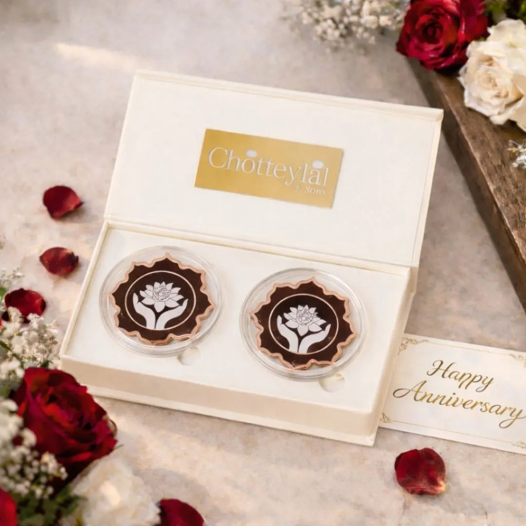 Lotus In Hand, Rose Gold, Lotus Shape, Set  of 2 Coins (50 gs Each), 999 Purity Silver Coin - Ready To Ship Anniversary Gifts
