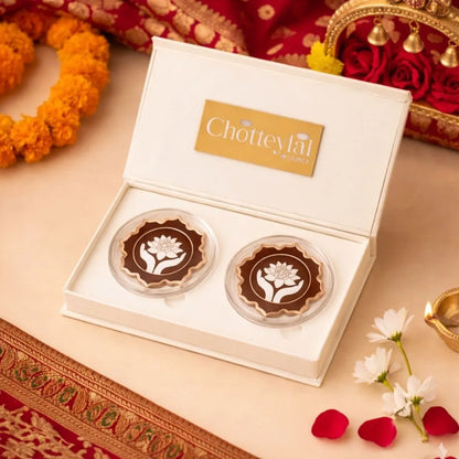 Lotus In Hand, Rose Gold, Lotus Shape, Set  of 2 Coins (50 gs Each), 999 Purity Silver Coin - Ready To Ship Wedding Gifts