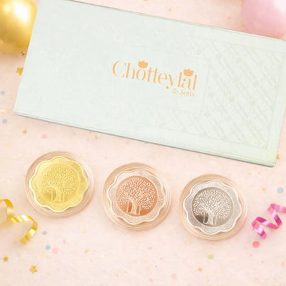 Banyan Tree, Tri-Color, Floral Shape, Set of 3 (10 g Each), 999 Purity Silver Coin - Ready To Ship Birthday Gifts