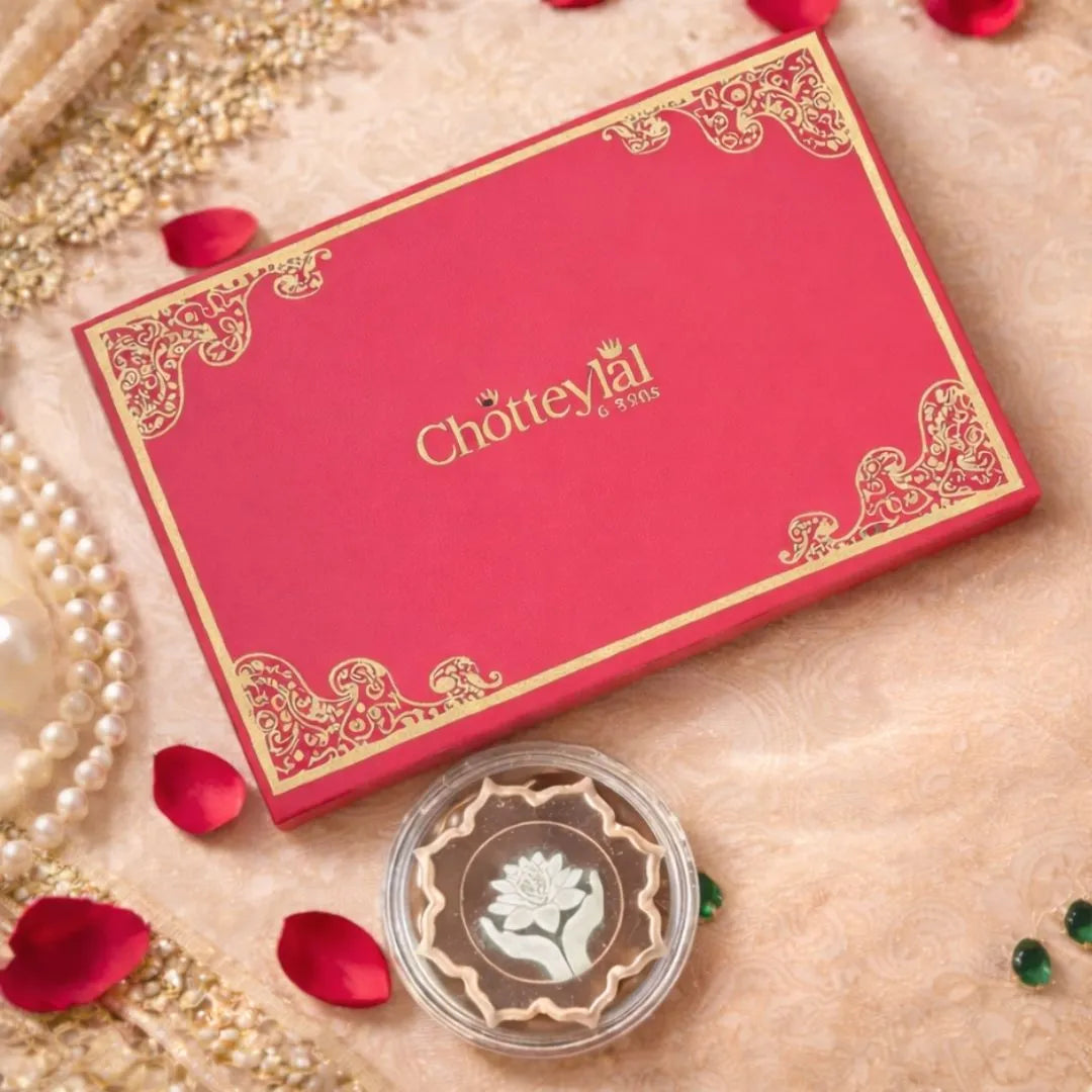 Lotus In Hand, Rose Gold Finish, Lotus Shape, Single (5 Gram), 999 Purity Silver Coin - Wedding Gifts