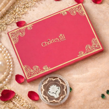 Lotus In Hand, Rose Gold Finish, Lotus Shape, Single (5 Gram), 999 Purity Silver Coin - Wedding Gifts