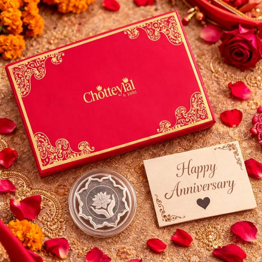 Lotus In Hand, Silver Finish, Lotus Shape, Single (5 g), 999 Purity Silver Coin - Anniversary Gifts