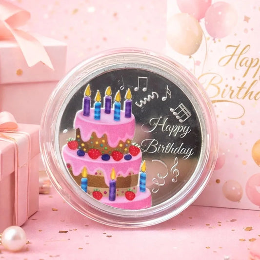 Colorful Happy Birthday, UV Printed, Round Shape, Single (10 Gram), 999 Purity Silver Coin - Ready To Ship