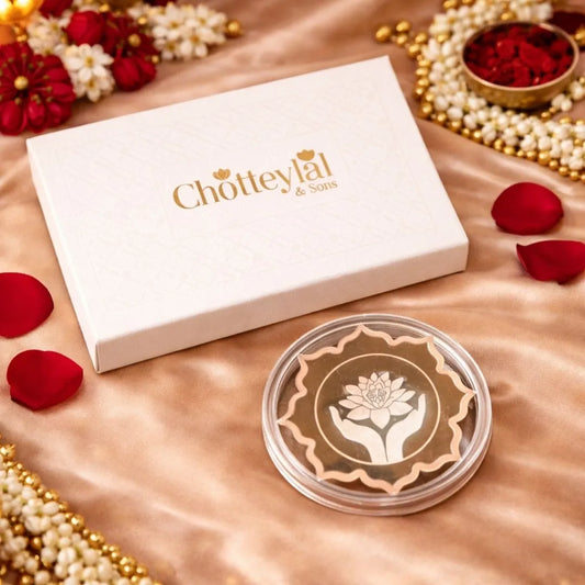 Lotus In Hand, Floral Shape, Single (50 g), 999 Purity Silver Coin - Wedding Gifts