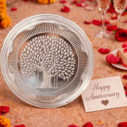 Banyan Tree, Floral Shape, Single (50 g), 999 Purity Silver Coin - Ready To Ship Anniversary Gifts