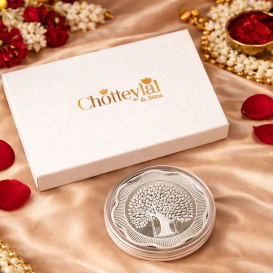 Banyan Tree, Floral Shape, Single (50 g), 999 Purity Silver Coin - Wedding Gifts