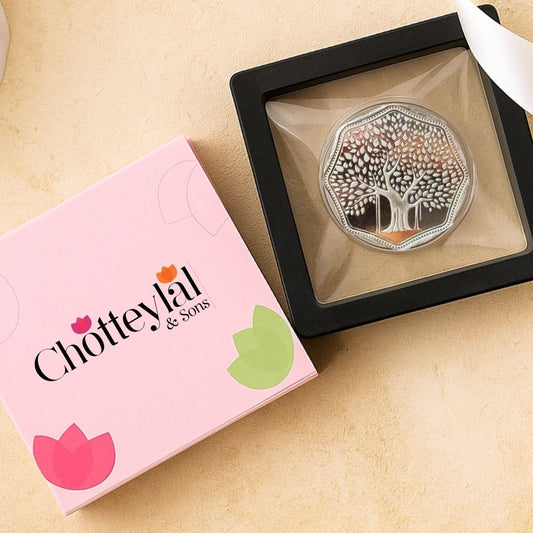 Banyan Tree, Silver, Octagon Shape, 5 gm, 999 Purity Silver Coin - Ready To Ship