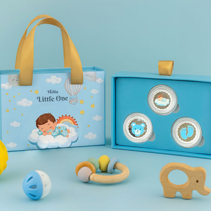 Hello Little One Baby Boy Celebration Box- (3 Silver Coin-2.5gm Each)