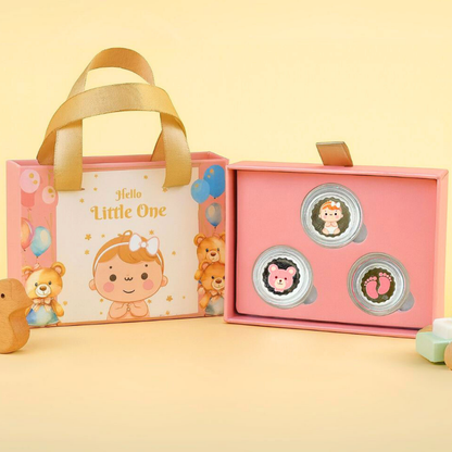 Hello Little One Baby Girl Celebration Box -(3 Silver Coin-2.5gm Each)