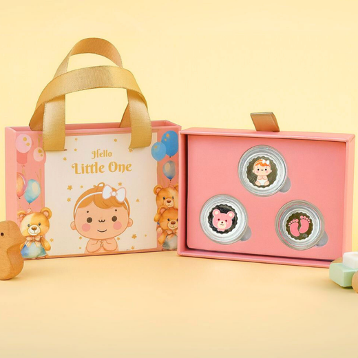 Hello Little One, Baby Girl Celebration Box -(3 Silver Coin-2.5g Each)