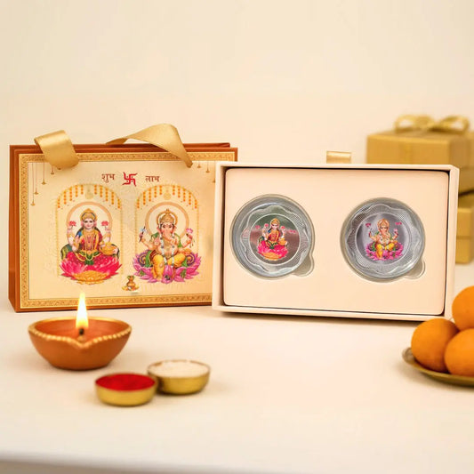 Lakshmi Ganesh Ji Celebration Box -999 Purity Silver Coins