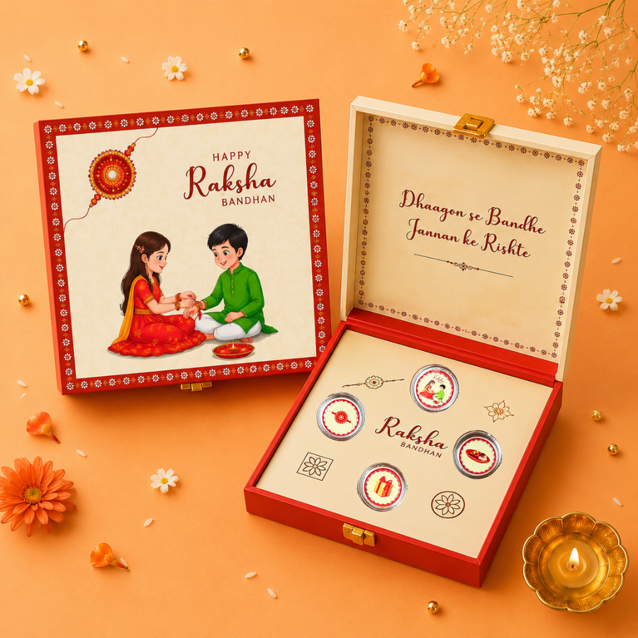 Red Celebration Rakhi Box 10g UV Coin