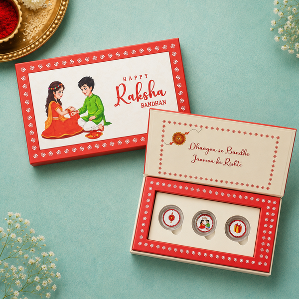 Box of Blessings Red Rakhi Gift, Set Of 3 Coins