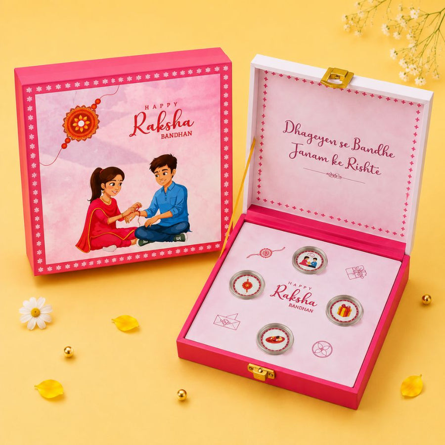 Pink Celebration Rakhi Box 10g Coin